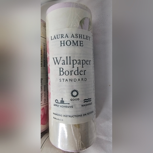 ​Vtg LAURA ASHLEY HOME Wallpaper Border Pink Rose Floral Lot of 8 Sealed NOS - Picture 4 of 5